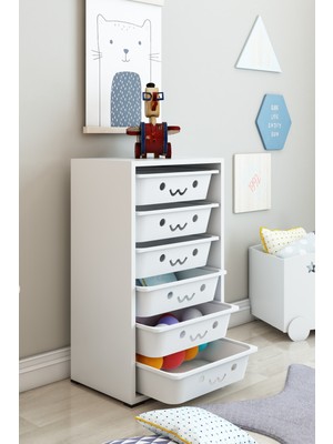 Dekozum Kids 6 Sepetli Çok Amaçlı Dolap, Mutfak Dolabı, Çocuk Oyuncak Dolabı, Oyuncak Organizer