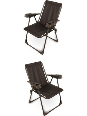 Dekozum 2 Adet Kamp Sandalyesi, Katlanır Kamp Sandalyesi, Bardaklıklı Kamp Sandalyesi,plaj Piknik Sandalyesi