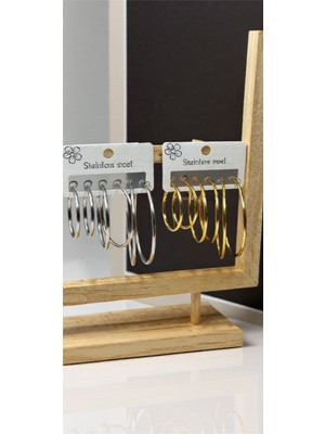 Kokoş Küpe Halka 5’li Çelik Gümüş Renk