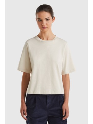 United Colors Of Benetton Bej Kadın / Kız BN_%100 Koton Boxy Fit T-Shirt Model Kodu: ( 3BL0E17G5152)