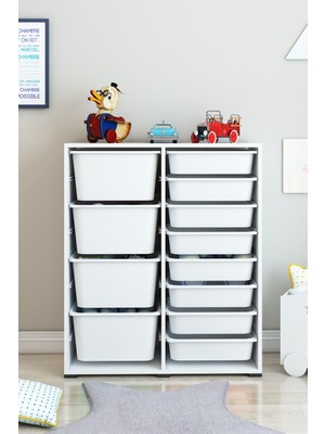 Dekozum Kids 12 Sepetli Oyuncak Dolabı Oyuncak Kutusu Oyuncak Organizeri Box