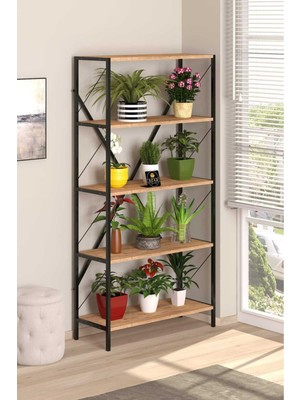 Dekozum 5 Raflı Metal  Çiçeklik Modern Saksı ve Dekoratif Eşya Standı Şık ve Dayanıklı Tasarım 180 cm