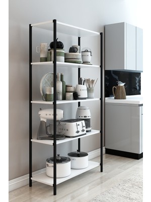 Dekozum Stark Mutfak Rafı Mutfak Kiler Çok Amaçlı Raf Mikrodalga Rafı 150 cm Beyaz