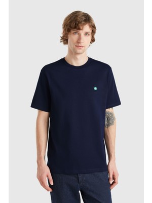 United Colors Of Benetton Lacivert Erkek ERK_%100 Koton Benetton Logolu Bisiklet Yaka T-Shirt Model Kodu: ( 3MI5J1AF7016)