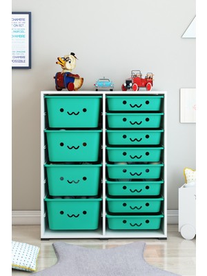 Dekozum Kids 12 Sepetli Oyuncak Dolabı Oyuncak Kutusu Oyuncak Organizeri Box