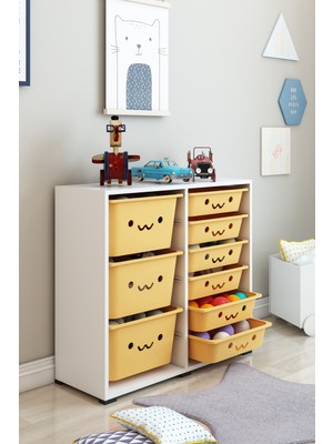 Dekozum Kıds Oyuncak Dolabı Oyuncak Saklama Kutusu Çok Amaçlı Depolama