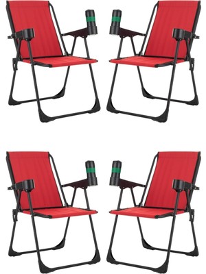 Dekozum 4 Adet Kamp Sandalyesi, Katlanır Kamp Sandalyesi, Bardaklıklı Kamp Sandalyesi,plaj Piknik Sandalyesi