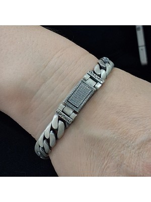 Bir Gümüş Aşkı Yeni Model Gurmet Model Kutu Kilitli Gümüş Erkek Bileklik 9 mm