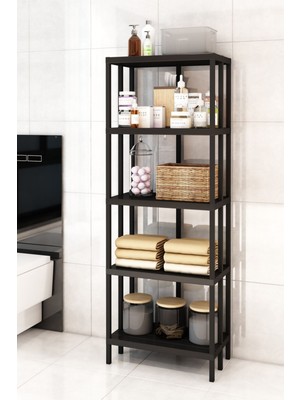 Dekozum Scaffale 5 Banyo Rafı, Plastik Kitaplık, 5 Raflı Organizer, Banyo Rafı, Bahçe Balkon Organizeri