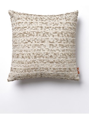 The Kun Şönilli Çizgi Efektli Kırlent Kılıfı-Krem