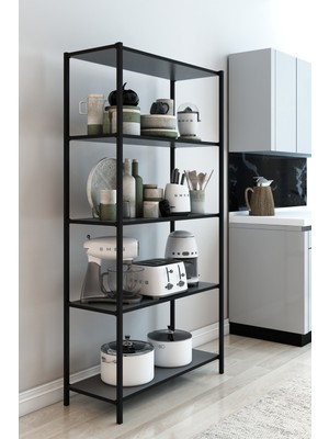 Dekozum Stark Mutfak Rafı Mutfak Kiler Çok Amaçlı Raf Mikrodalga Rafı 150 cm Antrasit