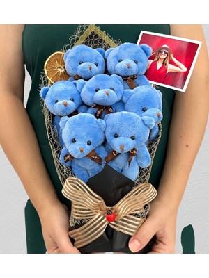 Özbience Yılbaşı Temalı Renkli LED Işıklı Kardan Adam ve Kahve Ayıcık Buketi