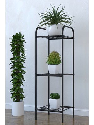 Dekozum 3 Raflı Dekoratif Metal Saksılık, Çiçek Rafı, Çok Amaçlı Raf, Ev ve Bahçe Dekoru