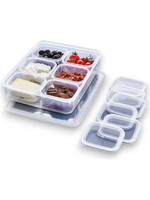 Bzk 7 Parça Sızdırmaz Kahvaltılık Saklama Kabı Seti 3000 ml + 6×300 ml Şeffaf Bpa’sız Düzenleyici