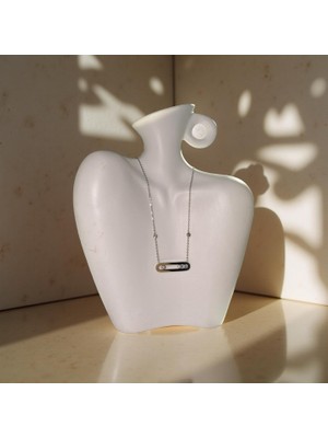 Ezgiarslanatalier Çelik Gümüş Taşlı Marka Kolye