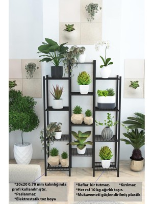 Dekozum Yasemin 12 Raflı Metal Çiçeklik Saksılık Saksı Standı Dekoratif Saksılık Raf