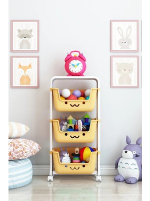 Dekozum Sophia 3 Raflı Çocuk Oyun Oyuncak Dolabı Oyuncak Organizeri Oyuncak Rafı
