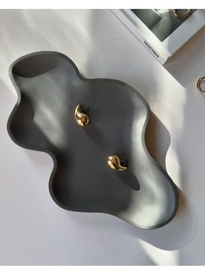 Özalp Decor Dekoratif Tabak -Dalga Formunda Sunum Tepsisi-Iskandinav Siyah Tepsi