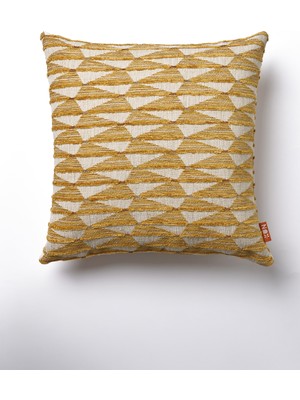 The Kun Jakarlı Dokuma Geometrik Desenli Kırlent Kılıfı-Sarı