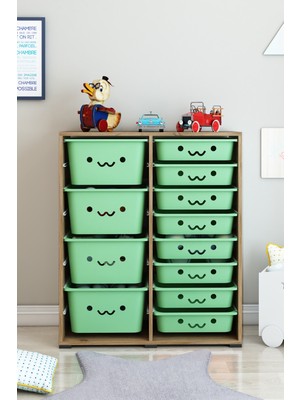 Dekozum Kids 12 Sepetli Oyuncak Dolabı Oyuncak Kutusu Oyuncak Organizeri Box