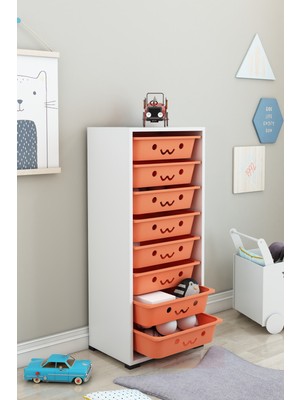 Dekozum Kids 8 Sepetli Gülenyüzlü Oyuncak Dolabı Oyuncak Organizeri Oyuncak Box