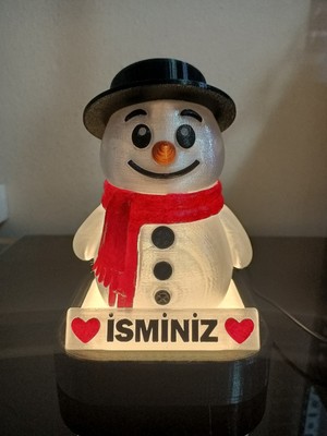 Özbience Kişiye Özel Kardan Adam Dekoratif LED Lamba Günışığı Işık Adaptörlü