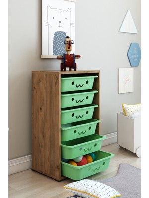 Dekozum Kids 6 Sepetli Çok Amaçlı Dolap, Mutfak Dolabı, Çocuk Oyuncak Dolabı, Oyuncak Organizer