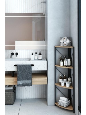 Dekozum 4 Raflı Banyo Rafı Köşe Metal Çok Amaçlı Dekoratif Raf