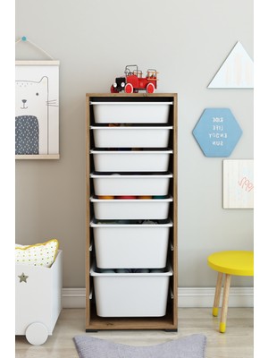 Dekozum Kids 7 Sepetli Oyuncak Dolabı Oyuncak Kutusu Oyuncak Saklama Box