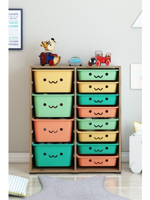 Dekozum Kids 12 Sepetli Oyuncak Dolabı Oyuncak Kutusu Oyuncak Organizeri Box