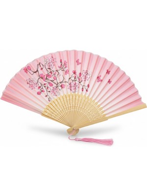 Özbience Bambu Katlanır El Yelpazesi, Pembe Sakura Çiçek Deseni, Romantik Hediye