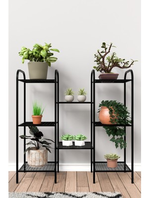 Dekozum Metal Çiçeklik ve Saksı Standı 8 Raflı Bitki Rafı, Bahçe ve Balkon Için Modern Saksılık Dolap
