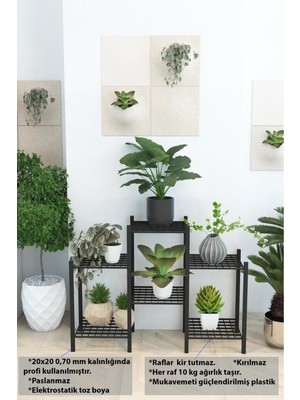 Dekozum Yasemin 6 Raflı Metal Çiçeklik Saksılık Saksı Standı Dekoratif Saksılık Raf