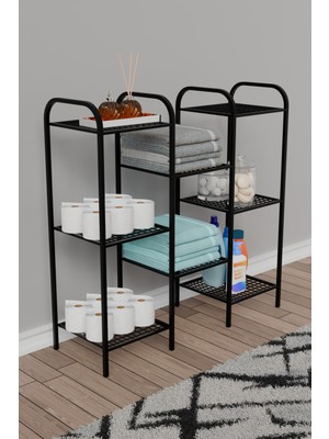 Dekozum 8 Raflı Metal Çok Amaçlı Düzenleyici Banyo, Mutfak ve Çamaşır Odası Için Şık ve Dayanıklı Raf Dolap