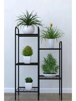 Dekozum Gözde Çiçeklik Saksılık Dekoratif Saksı Çiçek Standı Saksı Rafı 5 Raflı Uzun