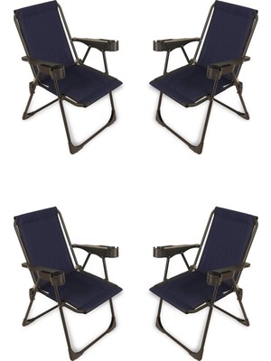 Dekozum 4 Adet Kamp Sandalyesi, Katlanır Kamp Sandalyesi, Bardaklıklı Kamp Sandalyesi,plaj Piknik Sandalyesi