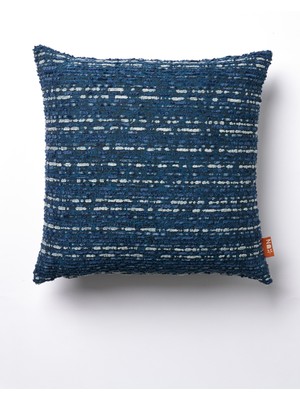 The Kun Şönilli Çizgi Efektli Kırlent Kılıfı-Mavi