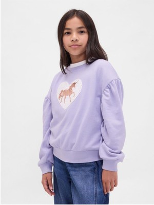 Mor Kadın / Kız Gap Kız Çocuk Relaxed Flippy-Sequin Grafikli Sweatshirt Model Kodu: ( 797763003MOR)