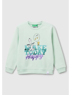 United Colors Of Benetton Mix Kadın / Kız Kk_peanuts Baskılı Logo Etiketli Bisiklet Yaka Sweatshirt Model Kodu: ( 3PQMG10I80H4)