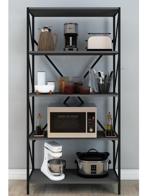 Dekozum Oscar Mutfak Rafı Mikrodalga Fırın Rafı Çok Amaçlı Raf 150 cm Antrasit