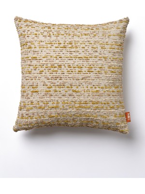 The Kun Şönilli Çizgi Efektli Kırlent Kılıfı-Sarı