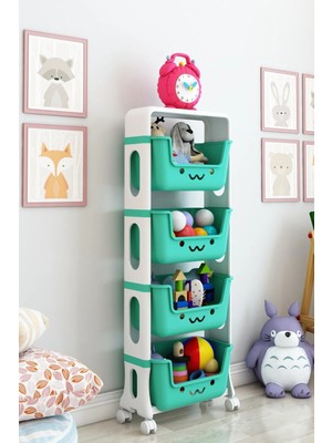Dekozum Jerry 4 Katlı Oyuncak Organizeri, Çok Renkli Tasarım ve 40 cm Derinlik ile Pratik Depolama