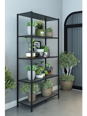 Dekozum Stark 5 Raflı Çiçeklik Saksılık Çiçek Standı Dekoratif Saksı Rafı 150X56CM Antrasit