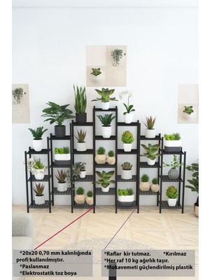Dekozum Yasemin Mega 24 Raflı Metal Çiçeklik Saksılık Saksı Standı Dekoratif Saksılık Raf