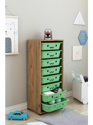 Dekozum Kids 8 Sepetli Gülenyüzlü Oyuncak Dolabı Oyuncak Organizeri Oyuncak Box