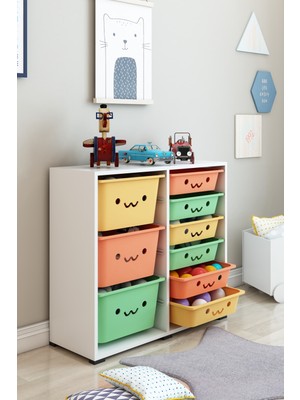 Dekozum Kıds Oyuncak Dolabı Oyuncak Saklama Kutusu Çok Amaçlı Depolama