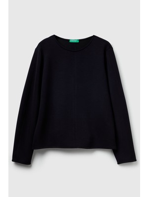 United Colors Of Benetton Siyah Kadın / Kız Kdn_modal Karışımlı Etiket Detaylı Bisiklet Yaka Sweatshirt Model Kodu: ( 3QAFD10AU100)