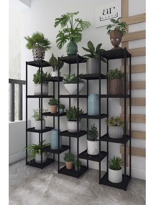 Dekozum Işıl 18 Raflı Plastik Saksılık Dekoratif Çiçeklik Saksı Standı