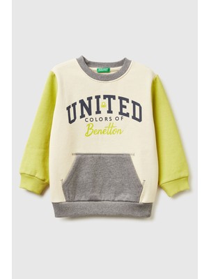 United Colors Of Benetton Mix Erkek Ek_önü Logo Baskılı Cepli Bisiklet Yaka Regular Fit Sweatshirt Model Kodu: ( 3EB5G10KS901)