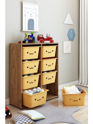 Dekozum Kids Gülen Yüzlü Çok Amaçlı 8 Large Sepetli Dolap Modern Tasarım 90 cm Derinlik